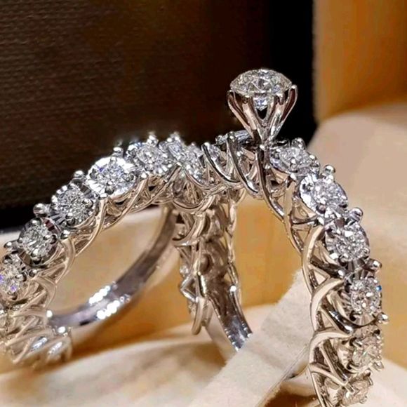 Jewelry - 3CT 2PC Diamond Bridal Wedding Engagement Ring Set